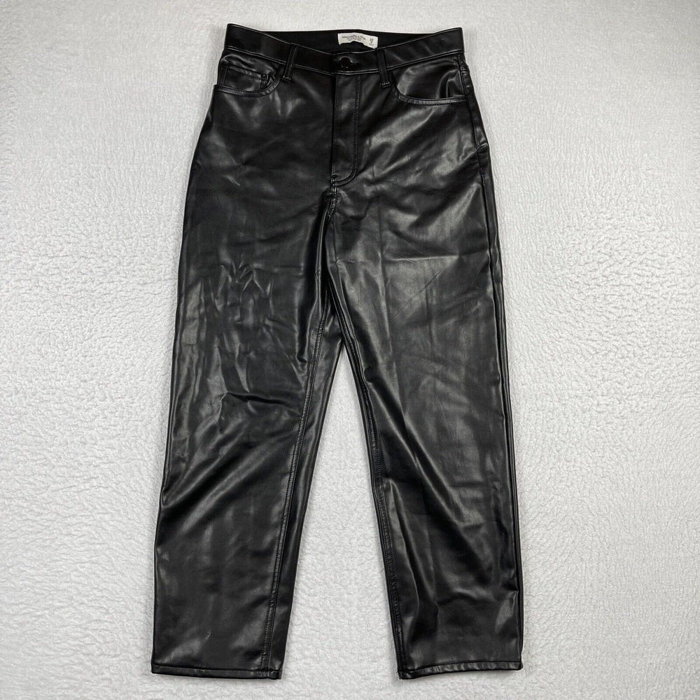 Abercrombie & Fitch Faux Leather Pants Women 29/8 Black Ultra High Rise Straight